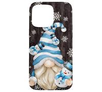 Carcasa para iPhone 15 Pro MAX Aesthetic Snowflake Pattern with Snowman and Winter GNOME