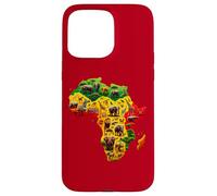 Carcasa para iPhone 15 Pro MAX African Animal Map Juneteenth Flag Colors Pride Black Africa