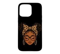 Carcasa para iPhone 15 Pro MAX Afro Black - Diadema de Leopardo para Mujer, melanina, Color Negro