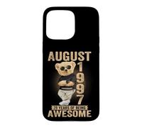 Carcasa para iPhone 15 Pro MAX Agosto 1997 29 cumpleaños 2026 Mujer 29 años Oso de Peluche