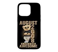 Carcasa para iPhone 15 Pro MAX Agosto 2008 18 cumpleaños 2026 Mujer 18 años Oso de Peluche