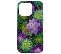 Carcasa para iPhone 15 Pro MAX Amante de Las Plantas suculentas de Cactus Verde Salvia púrpura