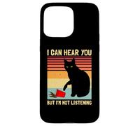 Carcasa para iPhone 15 Pro MAX Amante del café con Forma de Gato Negro Divertido, Vintage, «No Estoy Escuchando»