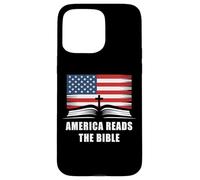 Carcasa para iPhone 15 Pro MAX America Reads The Bible - United States Flag Christian Faith