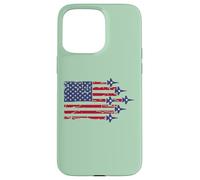 Carcasa para iPhone 15 Pro MAX American Flag Patriotic Fighter Jet Airplane Flyover 4th