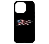 Carcasa para iPhone 15 Pro MAX American Patriotic Fighter Jets USA Flag ondeando el 4 de Julio