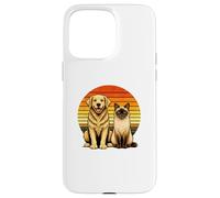 Carcasa para iPhone 15 Pro MAX Amistad Retro de Gato siamés Golden Retriever