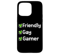Carcasa para iPhone 15 Pro MAX Amistoso Gay Gamer LGBTQ Identidad Orgullo Inclusión Gay Jugadores