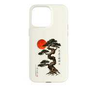 Carcasa para iPhone 15 Pro MAX Antiguo Bonsái Árbol Rojo Sol WABI Sabi Zen Arte Japonés