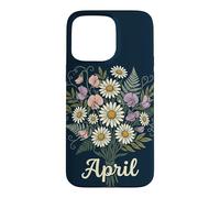 Carcasa para iPhone 15 Pro MAX April Birth Flower Daisy & Sweet Pea Birthday