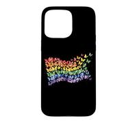 Carcasa para iPhone 15 Pro MAX Arco Iris Bandera Mariposas Gay Orgullo Mes Arte Homosexualidad