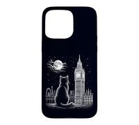 Carcasa para iPhone 15 Pro MAX Arte Nocturno de London Cat Skyline Big Ben Moon