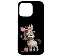 Carcasa para iPhone 15 Pro MAX Baby Pony Kawaii Caballo Rosa Leopardo Gafas Retrato Gráfico