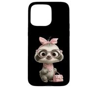Carcasa para iPhone 15 Pro MAX Baby Sloth Kawaii Jungle Pink Leopard Gafas Retrato Look