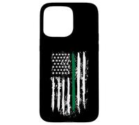 Carcasa para iPhone 15 Pro MAX Back The Green Thin Green Line American Flag Border Patrol