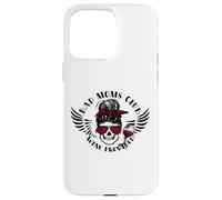 Carcasa para iPhone 15 Pro MAX Bad Moms Club Wine Proporcionado moño desordenado cráneo Divertido mamá