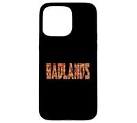 Carcasa para iPhone 15 Pro MAX Badlands Coloridas Formaciones Rocas Clásicas Letras en Negrita
