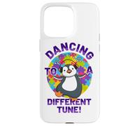 Carcasa para iPhone 15 Pro MAX Bailando a una melodía Diferente Pingüino Conciencia Autismo
