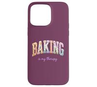 Carcasa para iPhone 15 Pro MAX Baking is My Therapy, Divertido diseño Floral con Palabras para Amantes de la repostería