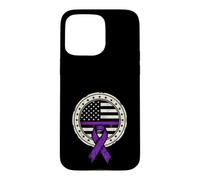Carcasa para iPhone 15 Pro MAX Bandera Americana Cáncer de Páncreas Cinta Morada