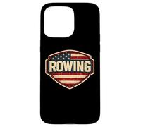 Carcasa para iPhone 15 Pro MAX Bandera Americana Vintage Rowing Crew Atleta Rower Patriot USA