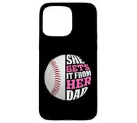 Carcasa para iPhone 15 Pro MAX Baseball Saying She Gets It from Her Dad Funny Baseball Dad