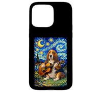 Carcasa para iPhone 15 Pro MAX Basset Hound Playing Guitar Whimsical Art Dog Music Camping