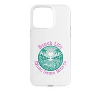 Carcasa para iPhone 15 Pro MAX Beach Life Make Some Waves Tropical Hawaiian Palmera Sol