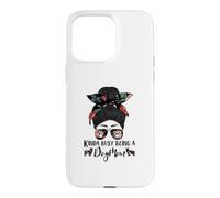 Carcasa para iPhone 15 Pro MAX Berger Picard Kinda Busy Being A Dog Mom Funny Messy Bun