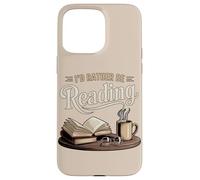 Carcasa para iPhone 15 Pro MAX Bibliotecaria acogedora de Cat Coffee Prefiero Estar Leyendo un Libro