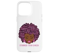 Carcasa para iPhone 15 Pro MAX Black Women Queen Stronger Than Breast Cancer Pink Ribbon