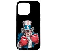 Carcasa para iPhone 15 Pro MAX Boxeo patriótico con Sam y Cool Top Hat Uncle