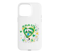 Carcasa para iPhone 15 Pro MAX Brasil-Brasil - Corazón de Gato Lindo Amante de la Bandera de Brasil