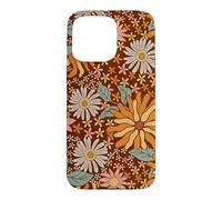 Carcasa para iPhone 15 Pro MAX Brown Flowers Meadow Floral Retro Groovy Aesthetic Women