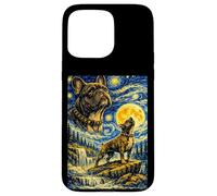 Carcasa para iPhone 15 Pro MAX Bulldog Francés Noche Estrellada Van Gogh Lindo Perro Aullando
