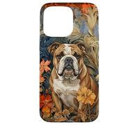 Carcasa para iPhone 15 Pro MAX Bulldog Inglés Brindle White Floral Art Dog