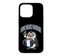 Carcasa para iPhone 15 Pro MAX But First Coffee Sleepy Penguin Caffeine Lover