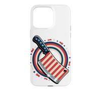 Carcasa para iPhone 15 Pro MAX Butcher American Flag Meat Cutter Cleaver Patriotic