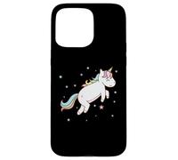 Carcasa para iPhone 15 Pro MAX Caballo de fantasía Unicornio Saltando con Cola Colorida