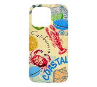 Carcasa para iPhone 15 Pro MAX California Coastal Seafood Collage Retro Beach Food Art