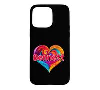 Carcasa para iPhone 15 Pro MAX Camiseta Colorida con Nombre I Heart Love Bennett First Named