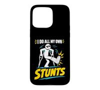 Carcasa para iPhone 15 Pro MAX Camiseta con Texto en inglés I Do My Own Stunts Get Well Funny Injury Leg