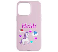 Carcasa para iPhone 15 Pro MAX Camiseta de cumpleaños con diseño de Unicornio para niña con Nombre Heidi