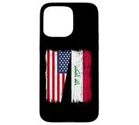 Carcasa para iPhone 15 Pro MAX Camiseta iraquí Americana con Media Bandera de Estados Unidos