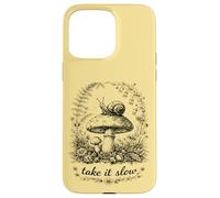 Carcasa para iPhone 15 Pro MAX Camiseta Take It Slow Snail, Cottagecore Mushroom