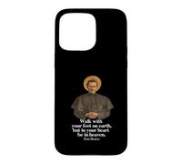 Carcasa para iPhone 15 Pro MAX Camiseta Walk with Your Feet On Earth con Estampado de San Juan Bosco