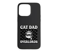 Carcasa para iPhone 15 Pro MAX Cat Dad Overlords Funny Feline Master Retro Checkered