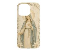 Carcasa para iPhone 15 Pro MAX Católica Virgen María Floral Oración Arte Mirada Devocional