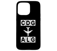 Carcasa para iPhone 15 Pro MAX CDG a ALG Ruta de avión París Argel