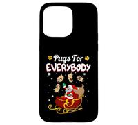 Carcasa para iPhone 15 Pro MAX Christmas Pugs For Everybody Santa's Sleigh Pug Dog Lover